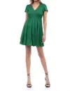 Naked Zebra Short Sleeve Smocked Tiered Dress In Jade In Blue