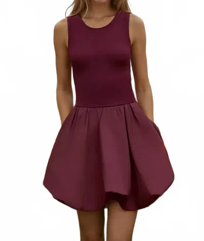 Naked Zebra Sleeveless Bubble Skirt Mini Dress In Wine In Pink
