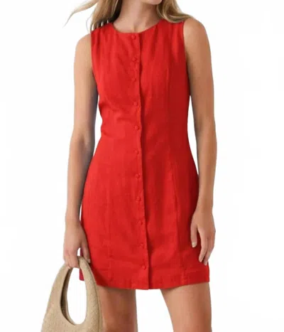 Naked Zebra Sleeveless Button-front Mini Shift Dress In Flame Scarlet In Multi