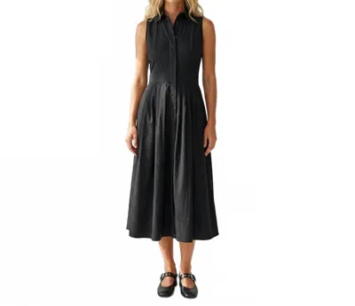 Naked Zebra Sleeveless Midi Shirt Dress In Black