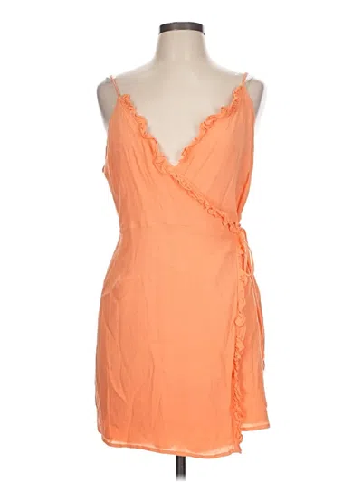 Pre-owned Naked Zebra Sleeveless Top Orange Plunge Neckline Tops