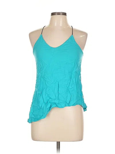 Pre-owned Naked Zebra Sleeveless Top Teal Halter Neckline Tops In Blue