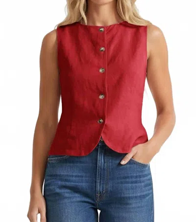 Naked Zebra Sleeveless Woven Vest In Red