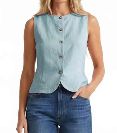 Naked Zebra Sleeveless Woven Vest With Back Tie In Blue