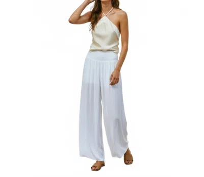Naked Zebra Smocked Waist Wide Leg Pant In Off White