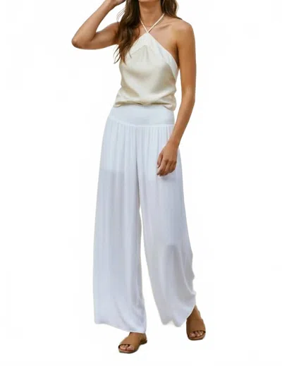 Naked Zebra Smocked Waist Wide Leg Pant In White