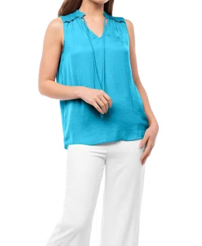 Naked Zebra Sofia Detailed Tank Top In Blue Jewel