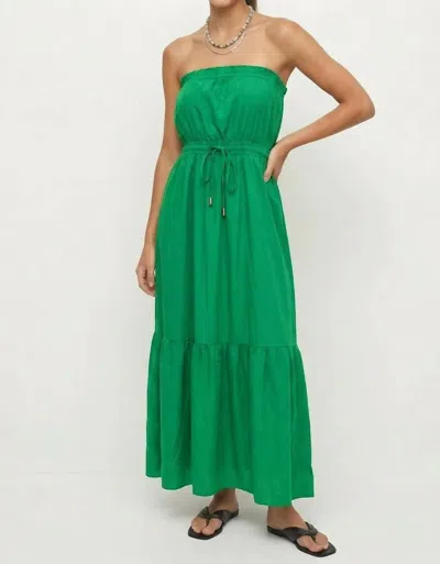 Naked Zebra Strapless Drawstring Waist Maxi Dress In Peridot In Green