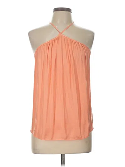 Pre-owned Naked Zebra Tank Top Orange Solid Pattern Halter Neckline Tops