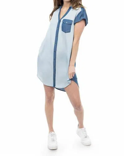 Naked Zebra Two Tone Tencel Dress In Blue
