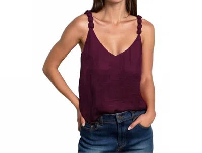 Naked Zebra V-neck With Strap Accent Tank In Wine In Red
