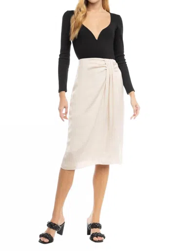 Naked Zebra Waterfall Midi Skirt In Papyrus In Neutral