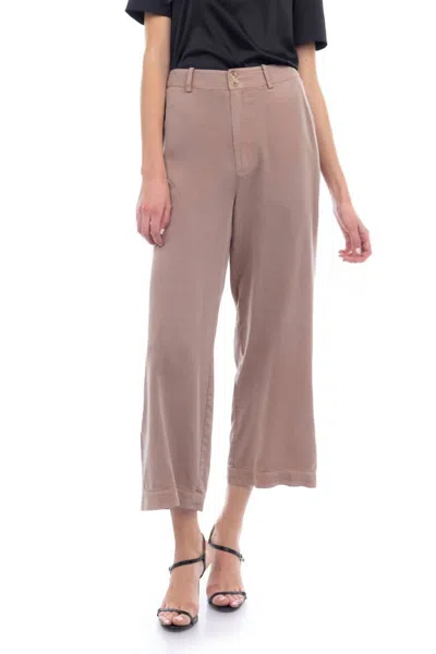Naked Zebra Wide Leg Crop Pant In Tan In Brown