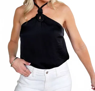 Naked Zebra Women's Cord Keyhole Sleeveless Top In Black