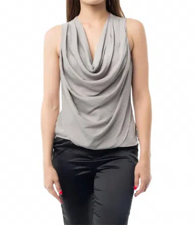 Naked Zebra Women's Sleeveless Draped Front Top In London Fog In Gray