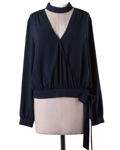Naked Zebra Wrap Top With Choker In Teal In Blue
