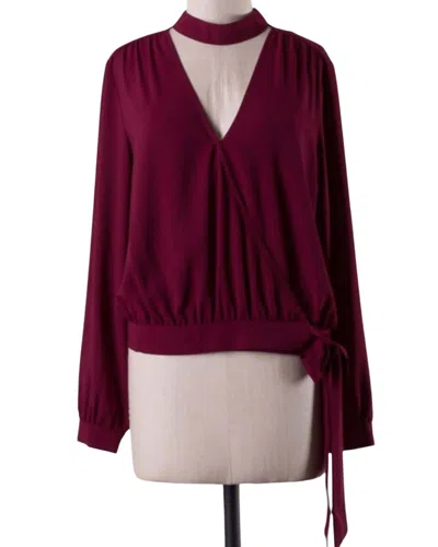 Naked Zebra Wrap Top With Choker In Wine In Multi