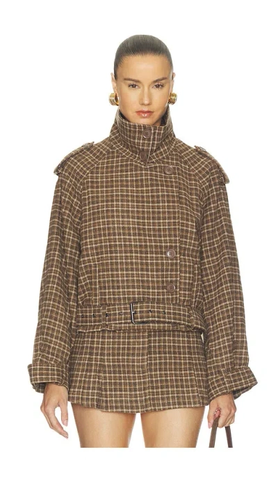 Nakedvice Fletcher Check Jacket In Brown