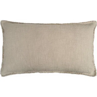 Naki & Ssam Organic Chic Solid Lumbar Pillow Cover With Frayed Edges In Brown