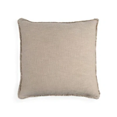 Naki & Ssam Organic Chic Solid Square Pillow Cover With Frayed Edges In Brown