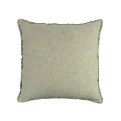 Naki & Ssam Organic Chic Solid Square Pillow Cover With Frayed Edges In Green