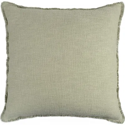 Naki & Ssam Organic Chic Solid Square Pillow Cover With Frayed Edges In Green