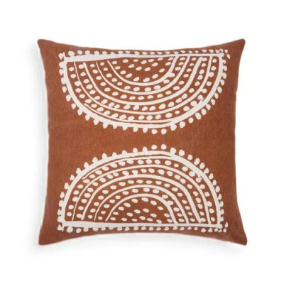 Naki & Ssam Radiance Oversized Sunburst Motif Print Square Pillow Cover In Brown
