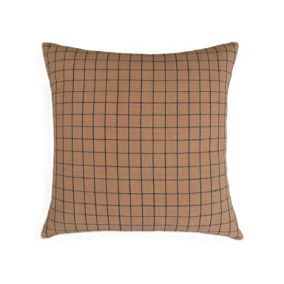 Naki & Ssam Rustic Elegance Brown Throw Pillow With Grid Pattern In Multi