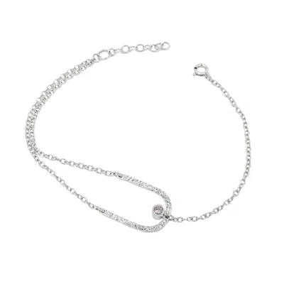 Nakiit Women's Pink / Silver Loop Chain Bracelet In Multi