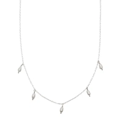 Nakiit Women's White / Silver Droplet Necklace – Sterling Silver In Multi