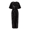 Nalè Women's Black Sequin Palazzo Jumpsuit With Satin Lining & Detachable Belt In Black