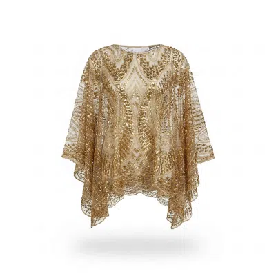 Nalè Women's Gold Beaded Embellished Cape Top