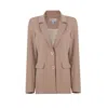 Nalè Women's Neutrals Nude Blazer With Shoulder Pads, Detachable Belt & High Waist Trouser - Suit In Brown