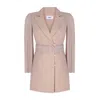 Nalè Women's Pleated Sleeves Blazer With Detachable Belt & Palazzo Wide Leg Trouser Suit- Brown In Brown