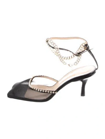 Pre-owned Nalebe Mesh Chain-link Accents Slingback Pumps In Silver