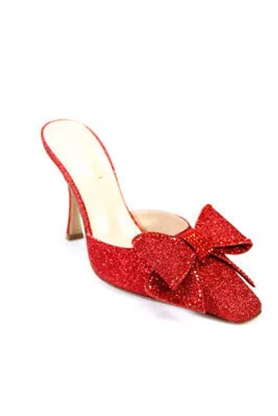 Pre-owned Nalebe Womens Dimante Glitter Mules - Red Size 37