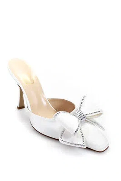 Pre-owned Nalebe Womens Dimante Satin Mules - White Size 38