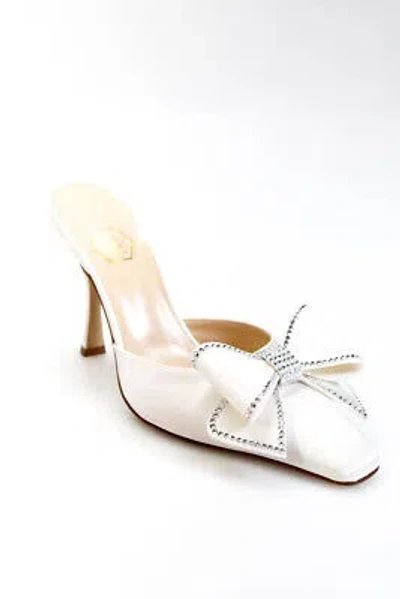 Pre-owned Nalebe Womens Dimante Satin Mules - White Size 39