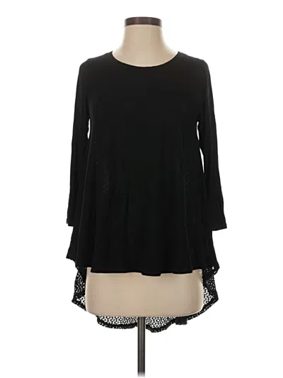 Pre-owned Nally & Millie 3/4 Sleeve Top Black Keyhole Neckline Tops