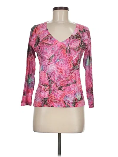 Pre-owned Nally & Millie 3/4 Sleeve Top Pink Plunge Neckline Tops