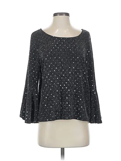 Pre-owned Nally & Millie 3/4 Sleeve Top Silver Square Neckline Tops