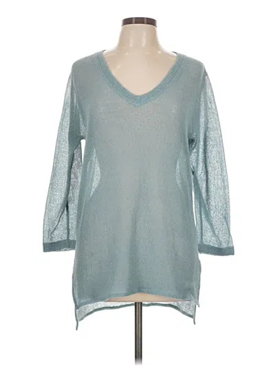 Pre-owned Nally & Millie 3/4 Sleeve Top Teal V Neck Tops In Blue