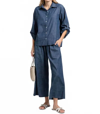 Nally & Millie Ariel Button Down Shirt In Chambray In Blue