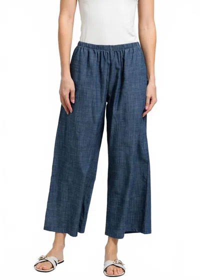 Nally & Millie Ariel Elastic Waist Pants In Chambray In Blue