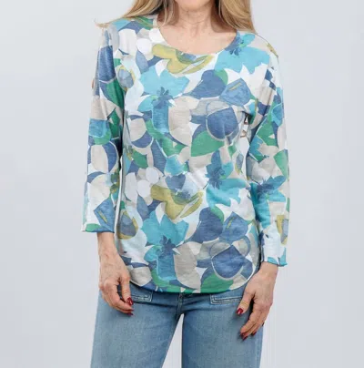 Nally & Millie Lexi 3/4 Sleeve Tee In Blue Multi