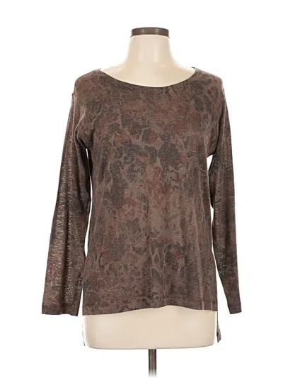 Pre-owned Nally & Millie Long Sleeve Top Brown Boatneck Tops