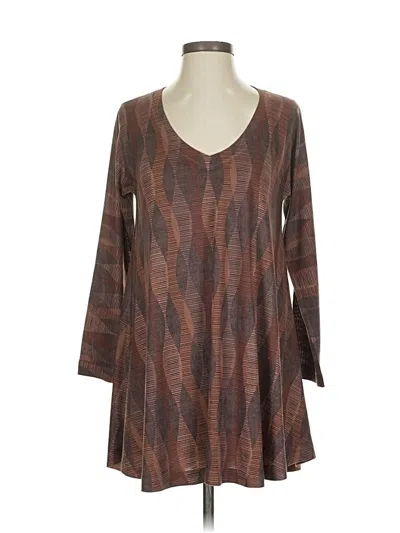 Pre-owned Nally & Millie Long Sleeve Top Brown V Neck Tops