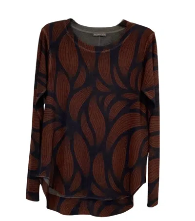 Nally & Millie Women's High Low Hem Knit Top In Navy/rust In Multi