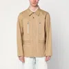 Namacheko Collared Cotton Jacket With Front Zip Pockets In Nude