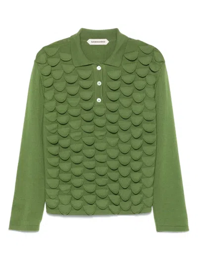 Namacheko Bird Feather Polo Top In Green